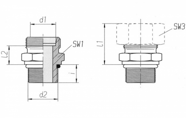 GE Rechte inschroefkoppeling S UN/UNF Buitendraad * ISO 11926-2/3 * SAE J 514 * Afdichting door O-ring