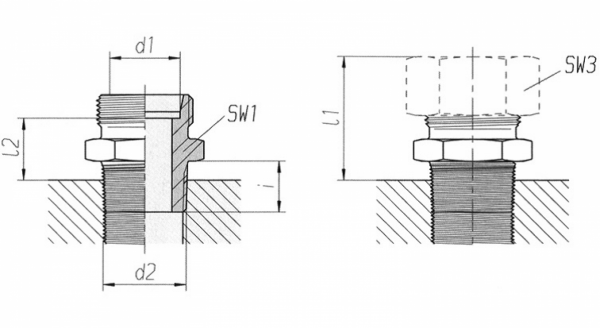 GE Rechte inschroefkoppeling S Whitworth buitendraad, cylindrisch * Rubber afdichting